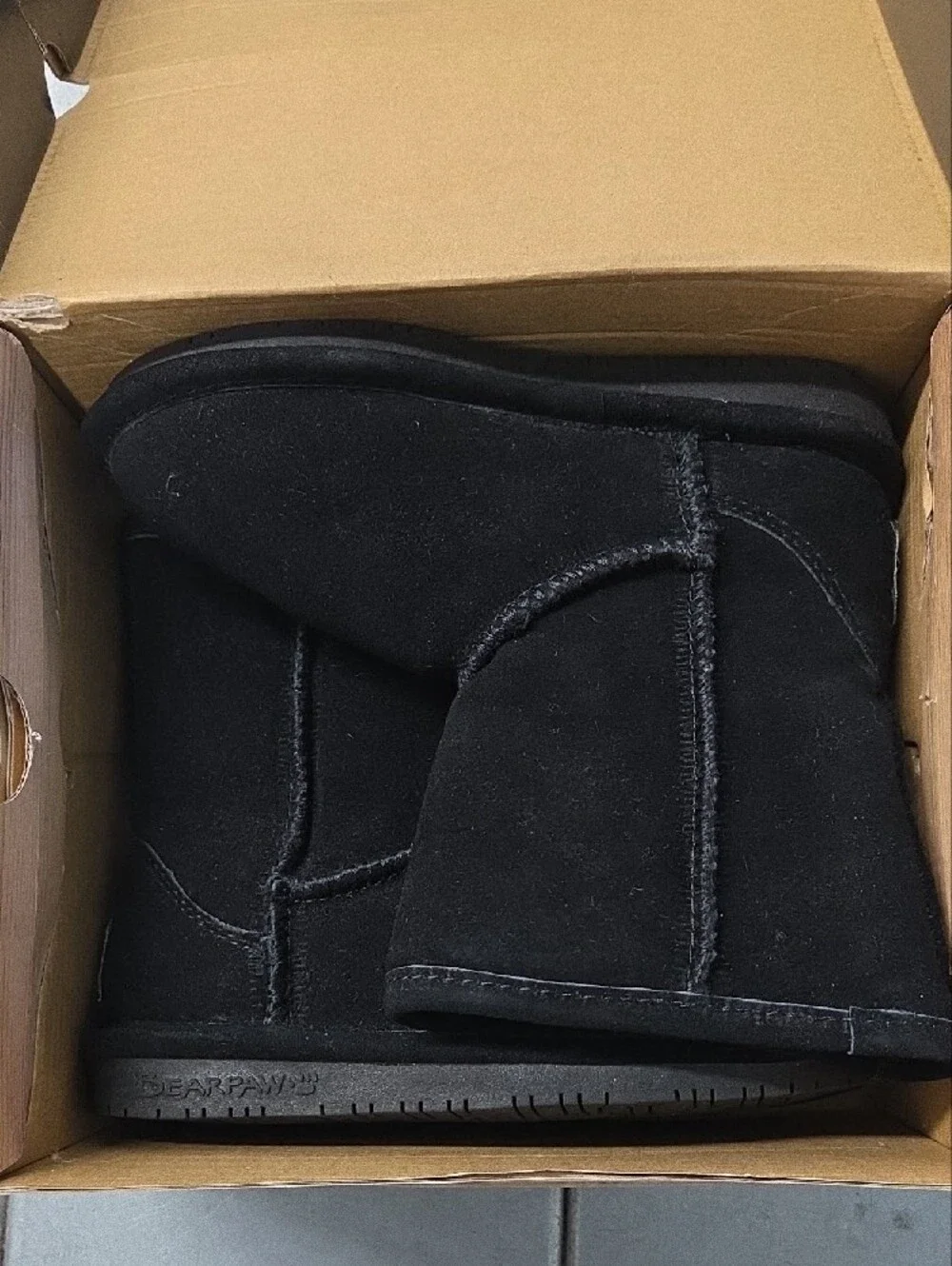 BearPaw Kids Black Short Suede Boots